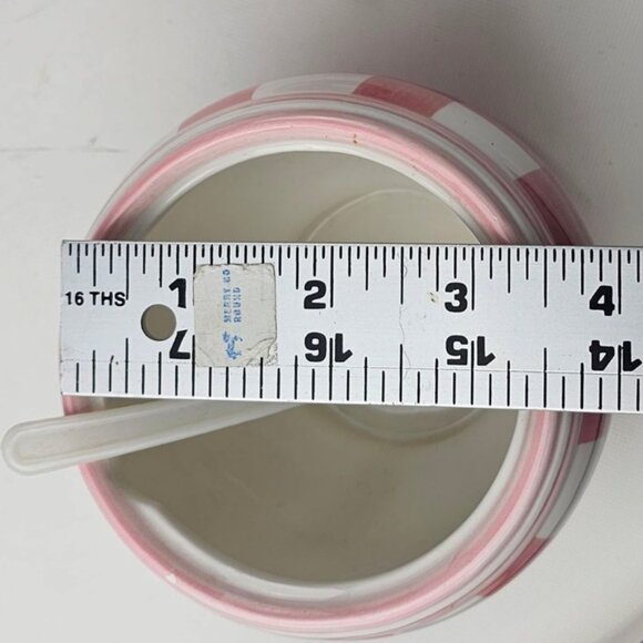 Vintage Cracker Barrel Creamer & Sugar Ceramic Pink White Gingham Plaid - Picture 11 of 11
